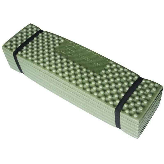 Forest green outdoor Egg Nest folding foam pad by Mead's Supply & Equipment Outfitters, moisture-proof camping mat for outdoor adventures.