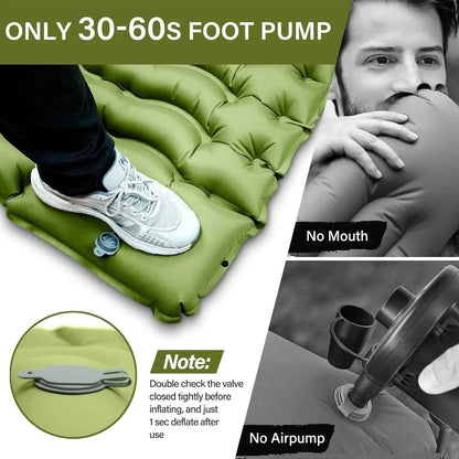 Gray inflatable camping mattress by Mead's Supply & Equipment Outfitters, 190x68x10cm, ideal for outdoor camping comfort.