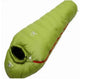 Green goose down sleeping bag by Mead's Supply & Equipment Outfitters, lightweight insulated camping gear for warmth and comfort.