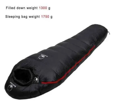 Green goose down sleeping bag by Mead's Supply & Equipment Outfitters, lightweight insulated camping gear for warmth and comfort.