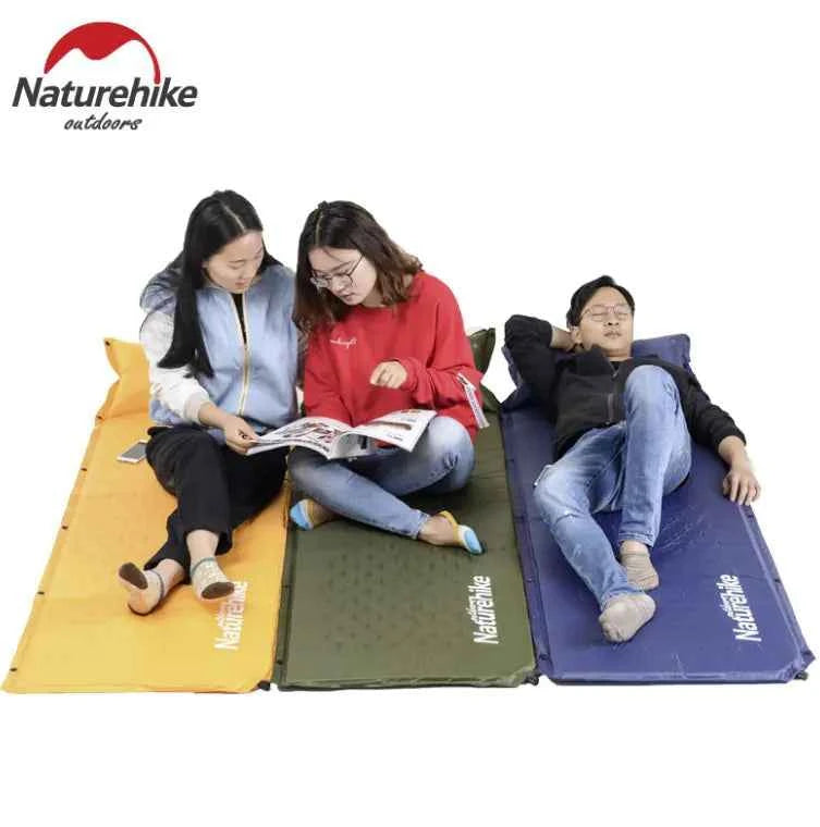 Naturehike NH Wide and Thick Connectable Air Mattress for camping, inflatable camping pad in green, measures 1800x600x25mm.