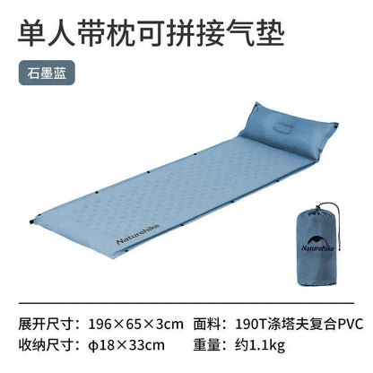Naturehike D01 inflatable camping sleeping pad with pillow, yellow extended camping mat for outdoor sleeping comfort