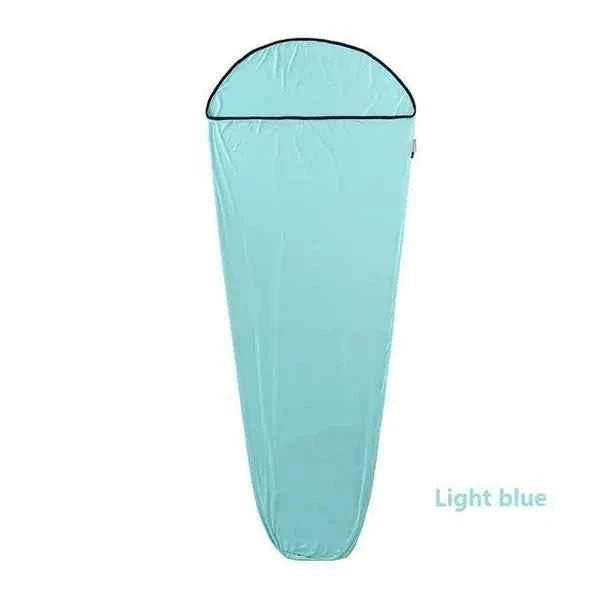Light blue Naturehike lightweight portable sleeping bag liner by Mead's Supply & Equipment, ideal for camping and hotel use.