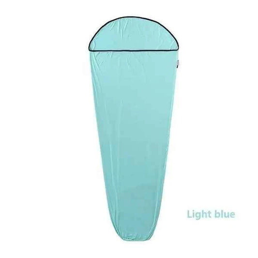 Light blue Naturehike lightweight portable sleeping bag liner by Mead's Supply & Equipment, ideal for camping and hotel use.