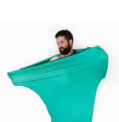 Naturehike lightweight portable sleeping bag liner by Mead's Supply for camping and travel, in light blue, 400g sleep sack.