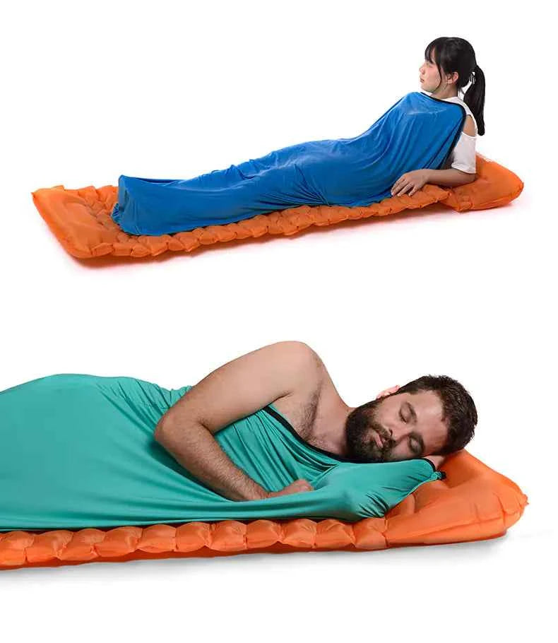 Naturehike lightweight portable sleeping bag liner in light blue, 400g travel sleep sack for camping and hotel use by Mead's Supply
