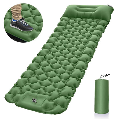 Mead's Supply portable inflatable camping mattress in orange, 196x68x8cm, lightweight, moisture-proof sleeping pad for camping.