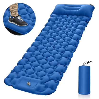 Orange portable inflatable camping mattress by Mead's Supply & Equipment Outfitters, lightweight, moisture-proof sleeping pad, 196x68x8cm.