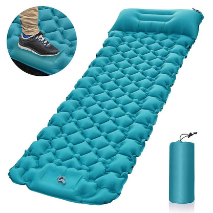 Orange portable inflatable camping mattress by Mead's Supply & Equipment Outfitters, 196x68x8cm lightweight, moisture-proof sleeping pad