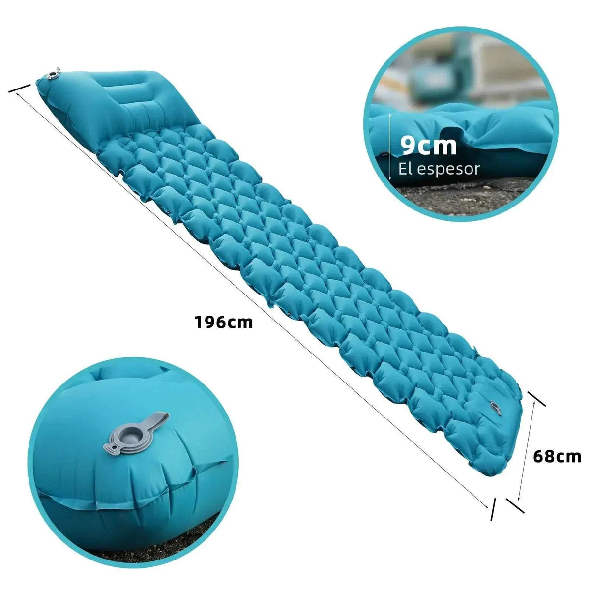 Orange portable inflatable camping mattress by Mead's Supply, 196x68x8cm lightweight, moisture-proof sleeping pad for camping trips.