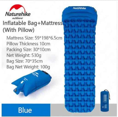 Mead's Supply & Equipment inflatable camping mattress with pillow options, moisture-proof outdoor sleep pad in orange, 1 or 2 person size