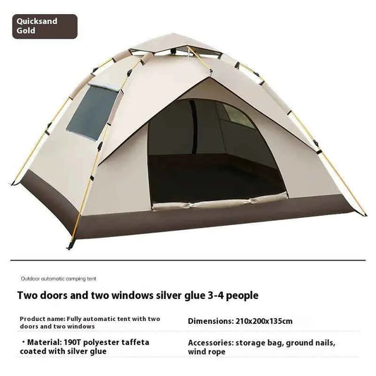 Portable Mead's Supply beach tent with UV protection, quick setup, foldable design, ideal for 2-4 people at the beach.