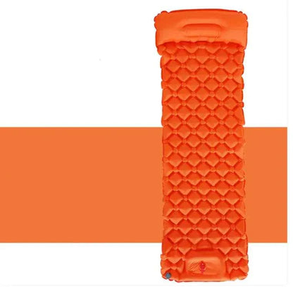 Royal blue inflatable camping sleeping pad by Mead's Supply with built-in pillow, lightweight outdoor camping press mat, 190x60cm