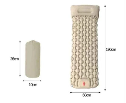 Royal blue Mead's Supply inflatable camping sleeping pad with built-in pillow, lightweight outdoor camping mattress, 190x60cm.