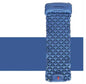 Royal blue outdoor camping press inflatable sleeping pad by Mead's Supply with built-in pillow, lightweight mat for camping trips.