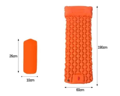 Royal blue outdoor camping press inflatable sleeping pad by Mead's Supply & Equipment Outfitters, lightweight mat with built-in pillow.