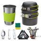 Portable camping stove set by Mead's Supply & Equipment Outfitters, compact outdoor cooking system with windscreen for backpacking.