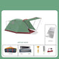 Yellow four-person outdoor camping tent from Mead's Supply & Equipment Outfitters, set up in a natural outdoor setting