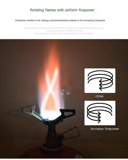 Portable BRS-3000T titanium gas stove for camping and hiking by Mead's Supply & Equipment Outfitters, shown outdoors.