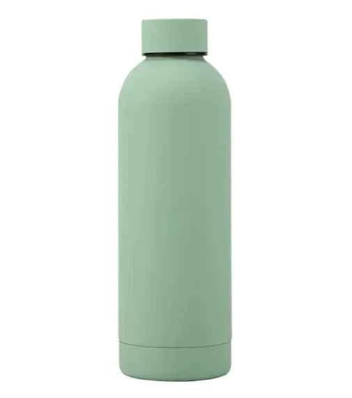 Avocado green stainless steel sports water bottle from Mead's Supply & Equipment Outfitters with 500ml capacity and leak-proof lid.