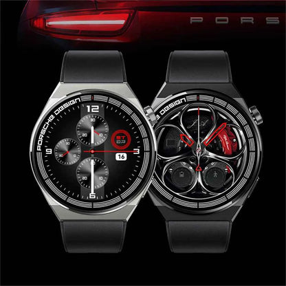 Black wireless charger and sport smartwatch with heart rate monitor, Bluetooth calling, health tracking, and 7-day battery life.