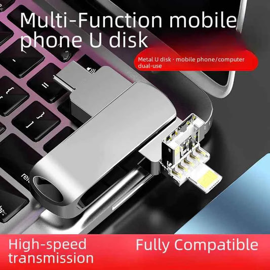 Silver 64GB multi-function mobile phone U disk drive by Mead's Supply & Equipment Outfitters, compact electronics accessory for data transfer.
