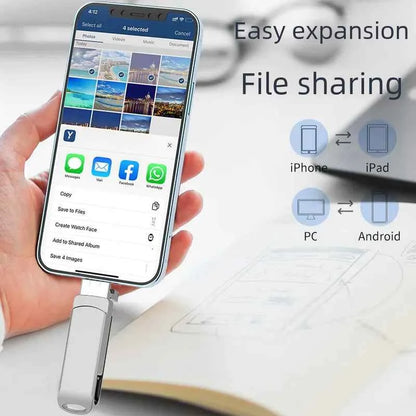 Silver 64GB multi-function mobile phone U disk drive by Mead's Supply & Equipment Outfitters, versatile electronics accessory for data transfer