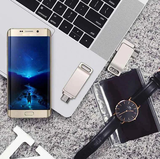 White 16GB metal USB flash drive for mobile phones from Mead's Supply & Equipment Outfitters, compact electronics accessory.