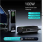 Black high-capacity fast charging power bank from Mead's Supply & Equipment Outfitters, model A57, with USB ports and LED indicators.