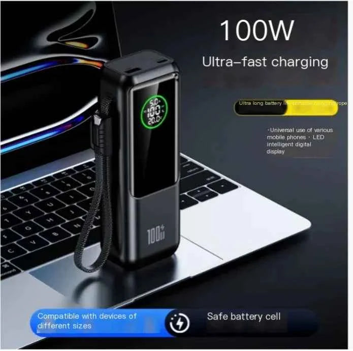 Black high-capacity fast charging power bank from Mead's Supply & Equipment Outfitters, model A57, portable electronics accessory