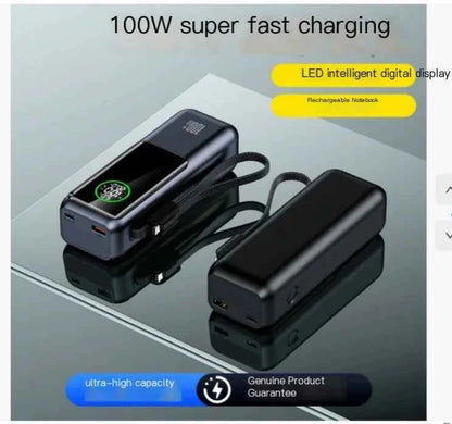 Black Mead's Supply & Equipment Outfitters high-capacity fast charging power bank Model A57, portable electronic device for quick charging.