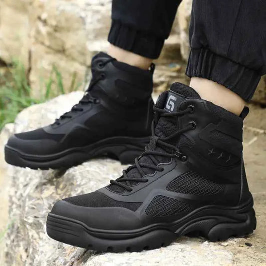 Men's army green safety shoes with steel toe, comfortable and wear-resistant, from Mead's Supply & Equipment Outfitters.
