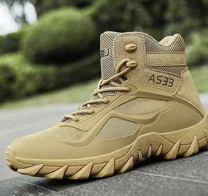 Men's army green safety shoes with steel toe, comfortable wear-resistant footwear by Mead's Supply & Equipment Outfitters.