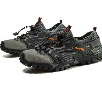 Black Mead's Supply waterproof river trekking shoes with non-slip soles, designed for hiking and wading activities.