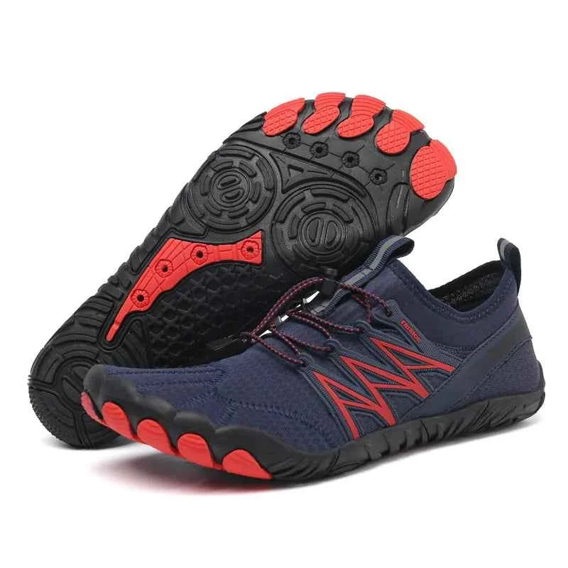 Unisex outdoor water shoes in black and green by Mead's Supply & Equipment Outfitters, designed for hiking and swimming.