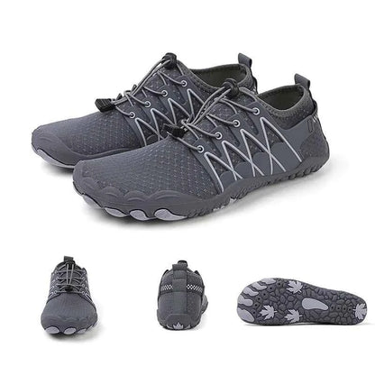 Black and green unisex outdoor water shoes by Mead's Supply & Equipment Outfitters, quick-dry hiking and swimming footwear, size 46.
