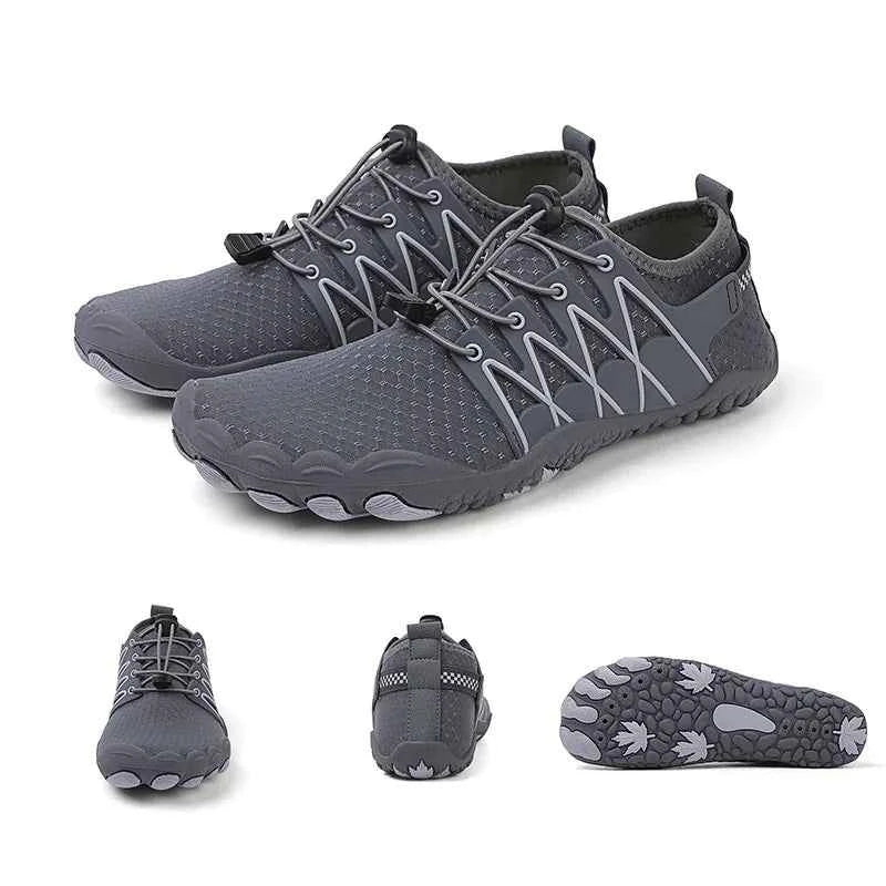 Unisex outdoor water shoes by Mead's Supply & Equipment Outfitters in black and green, quick-dry hiking and swimming footwear.
