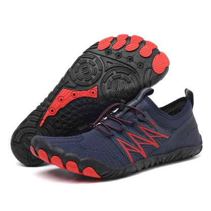 Unisex outdoor water shoes in black and green by Mead's Supply & Equipment Outfitters, designed for quick-dry hiking and swimming.