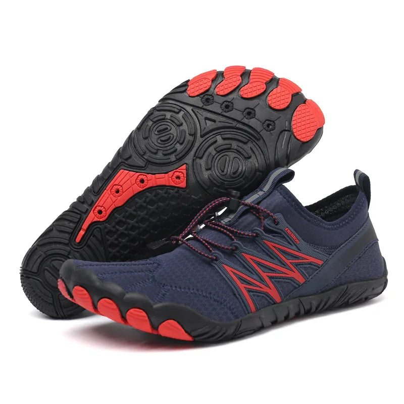 Unisex outdoor water shoes in black and green by Mead's Supply & Equipment Outfitters, quick-dry hiking and swimming footwear.