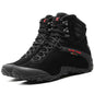 Women's waterproof hiking boots by Mead's Supply & Equipment Outfitters, lightweight black climbing shoes with sturdy soles.
