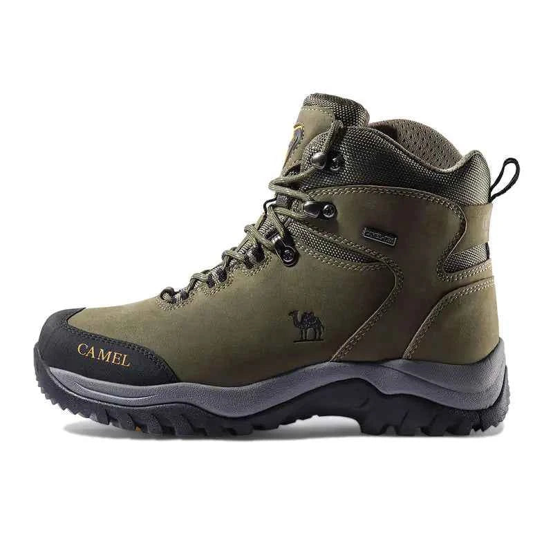 Purple waterproof high-top hiking boots for girls by Camel brand, made by Mead's Supply & Equipment Outfitters, designed for outdoor adventures.
