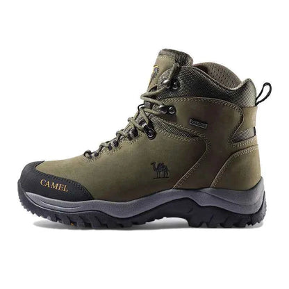 Purple waterproof high-top hiking boots for girls by Camel brand, featuring sturdy footwear design and durable outdoor traction.