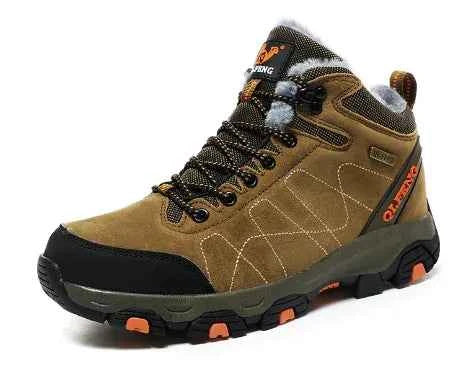 Green high-top cotton boots for couples, winter hiking footwear by Mead's Supply & Equipment Outfitters, featuring durable design.