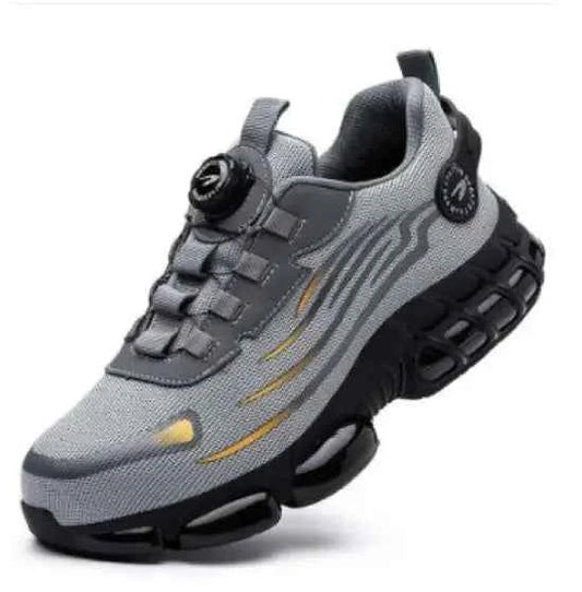 Grey men's Rotary Button Safety Shoes by Mead's Supply & Equipment Outfitters, featuring durable footwear with safety features.