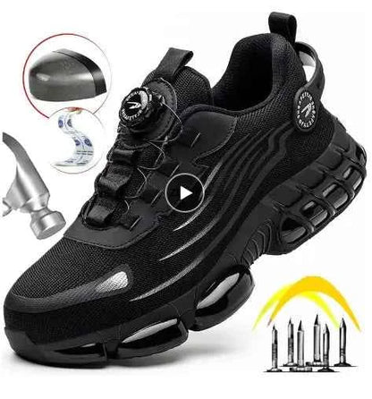 Grey men's rotary button safety shoes by Mead's Supply & Equipment Outfitters, featuring durable footwear design and safety features.