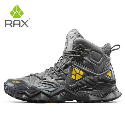 Khaki RAX waterproof men's winter hiking boots by Mead's Supply & Equipment Outfitters, high-top design with rugged traction soles.