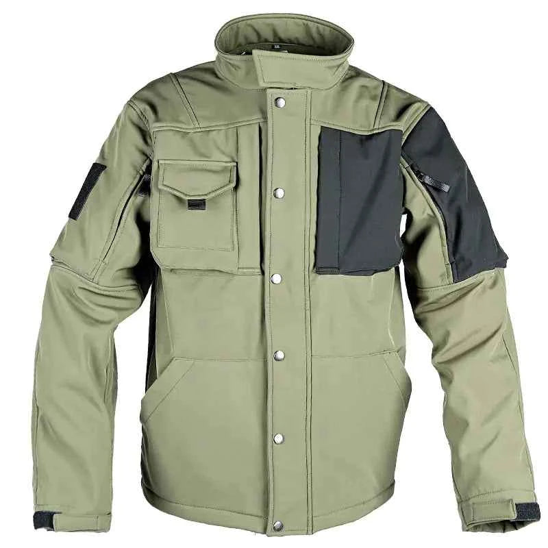 Mead's Supply Rhino 2.0 Tactical Softshell Jacket for Men in green, designed for outdoor durability and tactical use.