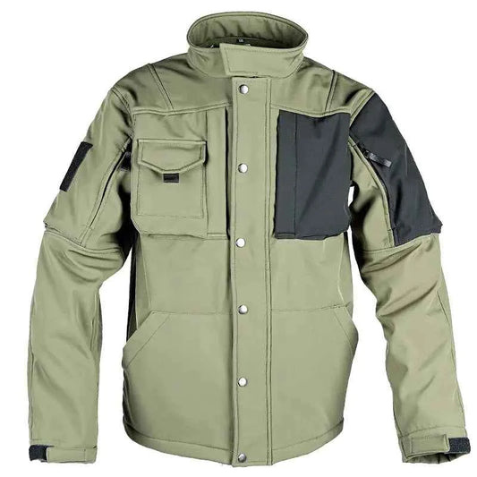 Mead's Supply Rhino 2.0 Tactical Softshell Jacket for Men in green, designed for outdoor durability and tactical use.
