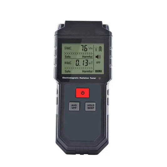 WinAPEX ET825 handheld EMF meter with LCD display and alarm, used for measuring electromagnetic radiation for health and safety.