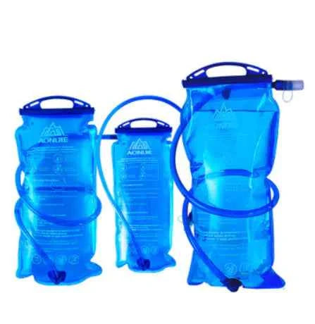 Blue 2L hydration bladder water bag from Mead's Supply & Equipment Outfitters, designed for sports and outdoor hydration needs.